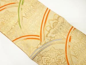 アンティーク　変わり青海波に菊模様織り出し袋帯（着用可）